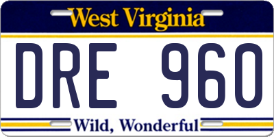 WV license plate DRE960