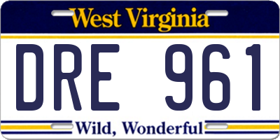 WV license plate DRE961