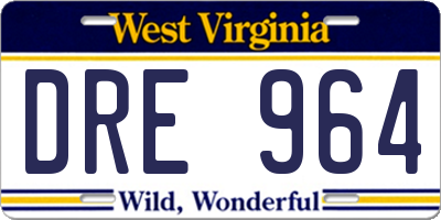 WV license plate DRE964