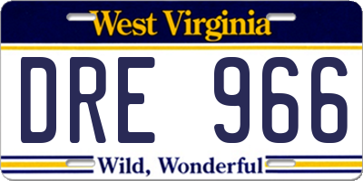 WV license plate DRE966