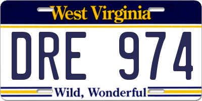 WV license plate DRE974