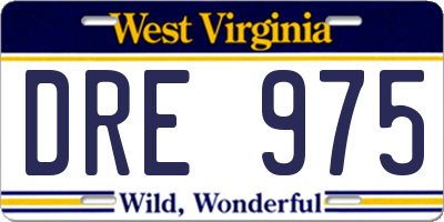 WV license plate DRE975