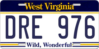 WV license plate DRE976