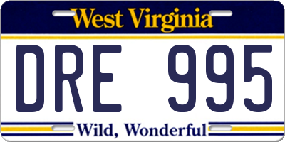 WV license plate DRE995