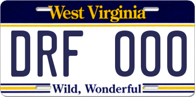 WV license plate DRF000