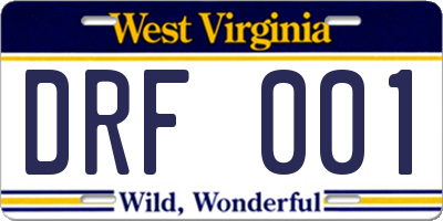 WV license plate DRF001