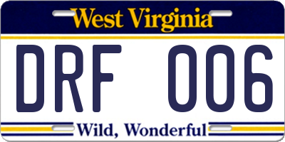 WV license plate DRF006
