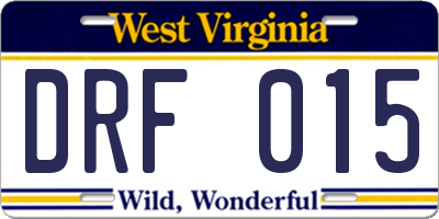 WV license plate DRF015