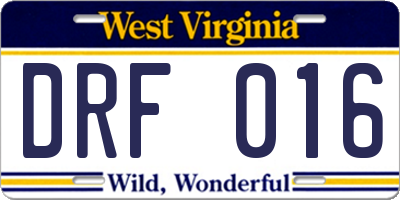 WV license plate DRF016