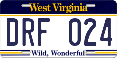 WV license plate DRF024