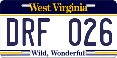 WV license plate DRF026