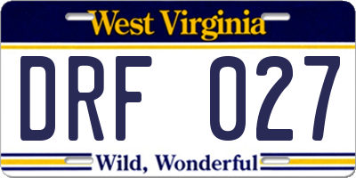 WV license plate DRF027