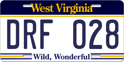 WV license plate DRF028