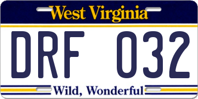 WV license plate DRF032