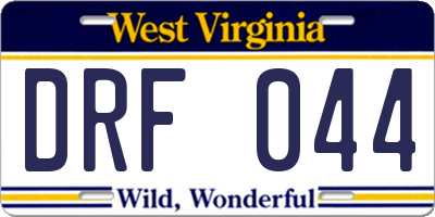 WV license plate DRF044