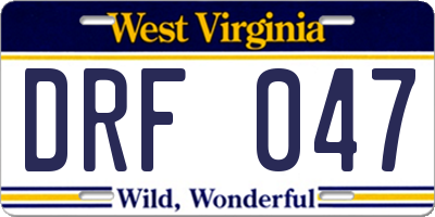 WV license plate DRF047