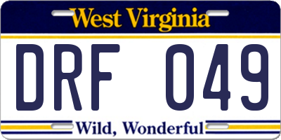 WV license plate DRF049