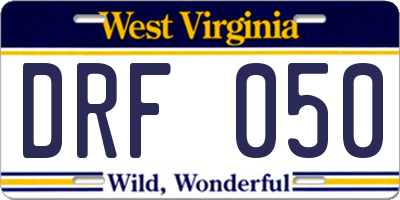 WV license plate DRF050