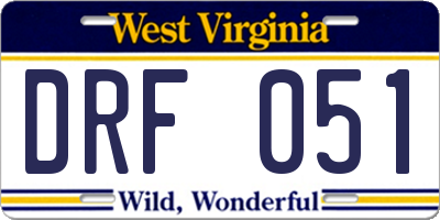 WV license plate DRF051