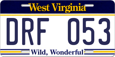 WV license plate DRF053
