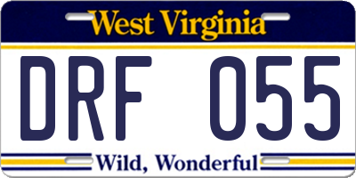 WV license plate DRF055