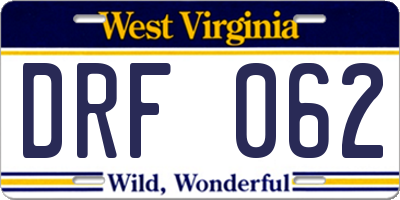 WV license plate DRF062