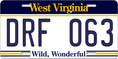 WV license plate DRF063