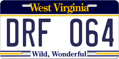 WV license plate DRF064