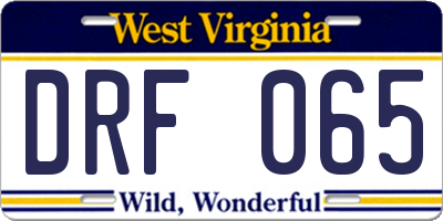 WV license plate DRF065