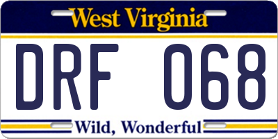 WV license plate DRF068