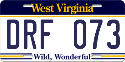 WV license plate DRF073