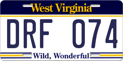 WV license plate DRF074