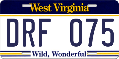WV license plate DRF075
