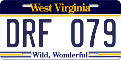 WV license plate DRF079