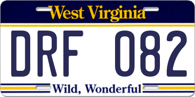 WV license plate DRF082