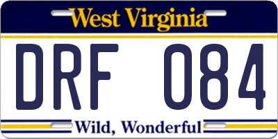 WV license plate DRF084