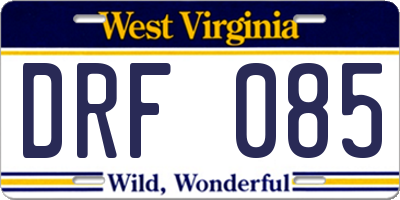 WV license plate DRF085