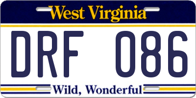 WV license plate DRF086