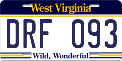 WV license plate DRF093