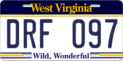 WV license plate DRF097