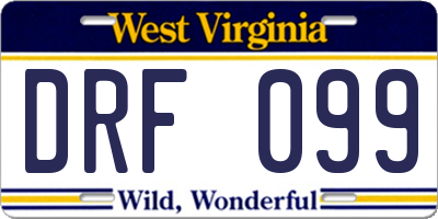 WV license plate DRF099