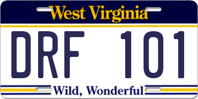 WV license plate DRF101