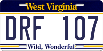 WV license plate DRF107