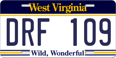 WV license plate DRF109