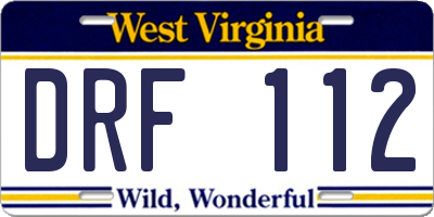 WV license plate DRF112