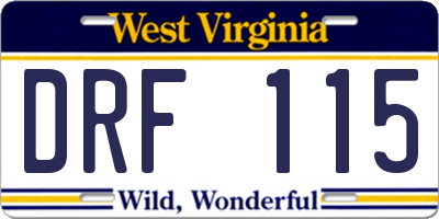 WV license plate DRF115