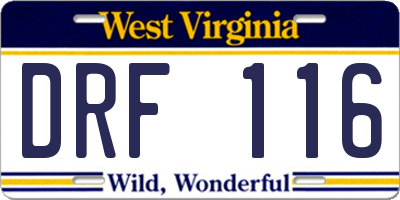 WV license plate DRF116