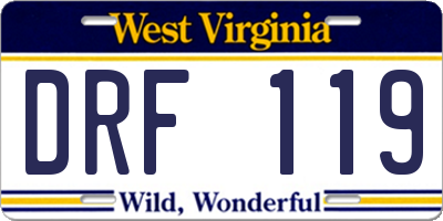 WV license plate DRF119