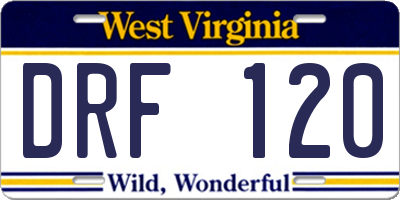 WV license plate DRF120