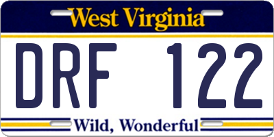 WV license plate DRF122